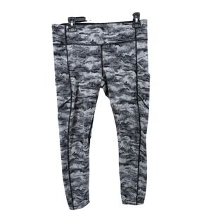 Lululemon Speed‎ Up Tight Black White Camo Print Mesh Panel Leggings Size 10
